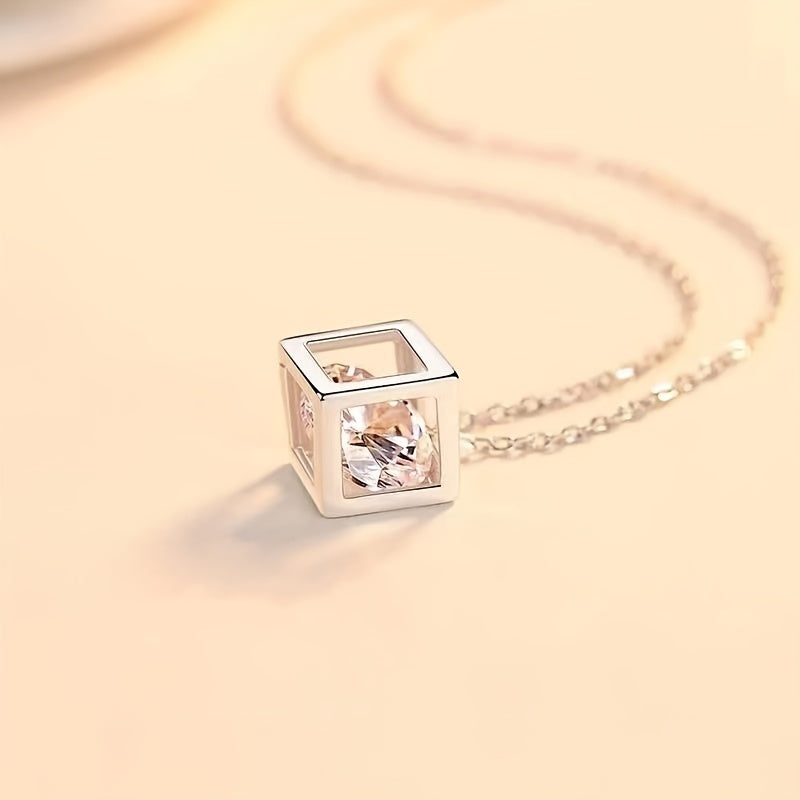 Magnificent Box Moissanite Cube Pendant Necklace