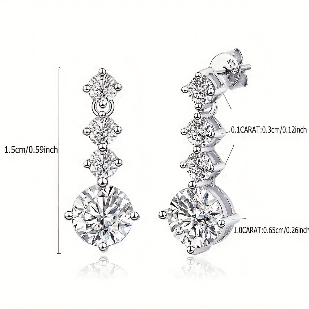 Fancy 925 sterling silver moissanite tassel earrings