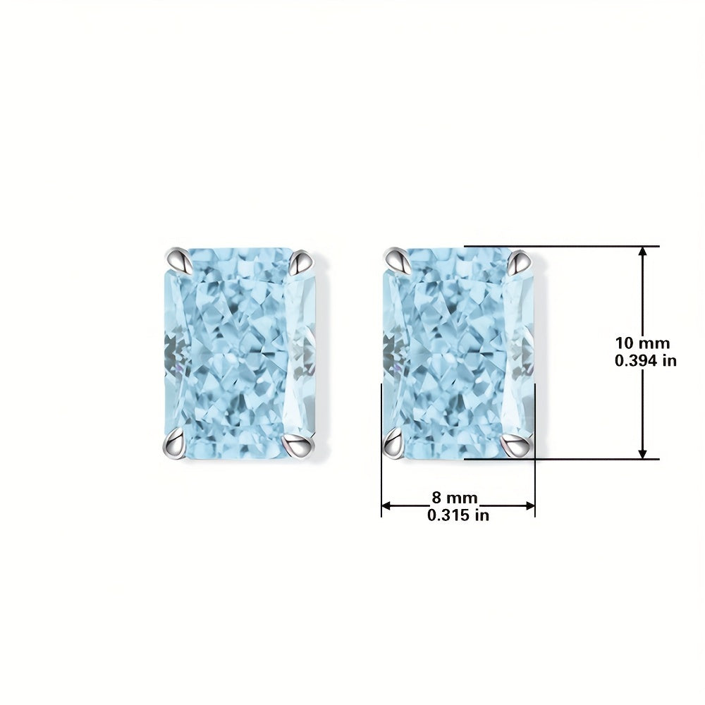 7ct Delicate Light Blue Radiant Cut Synthetic Zircon Earrings