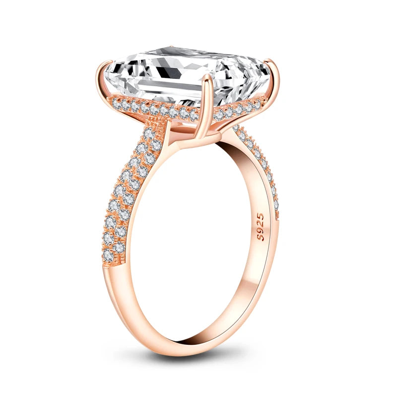 Luxury Rose Gold 6ct Emerald Zirconia Rings