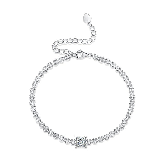 Princess Cut 925 Silver 1ct Moissanite Tennis Bracelets