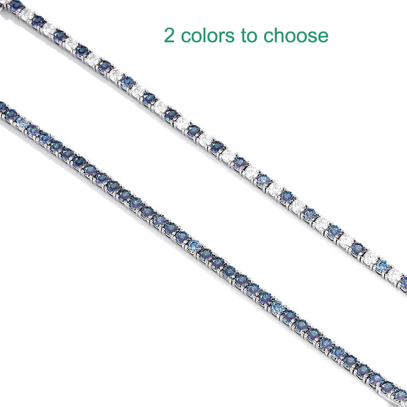 Colorful Blue 925 silver 3/4/5/6.5mm Moissnaite Tennis Bracelet