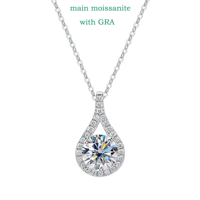 Sparkling Luxury 925 silver 1-5ct Moissanite Drop Necklace