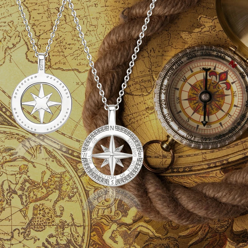 Clavicle Chain Zircon Compass Pendant Necklaces