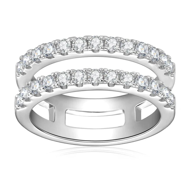 Luxury 925 Double Row Moissanite Rings