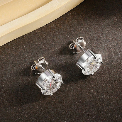 Princess Round Moissanite Stud Earrings