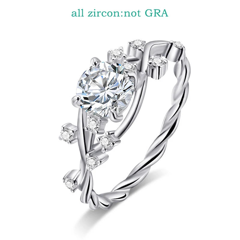 Sparkling Daily Jewelry 925 Sliver 1CT 2CT Moissanite Rings