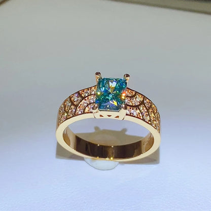 Beryl Emerald Vintage Moissanite Ring