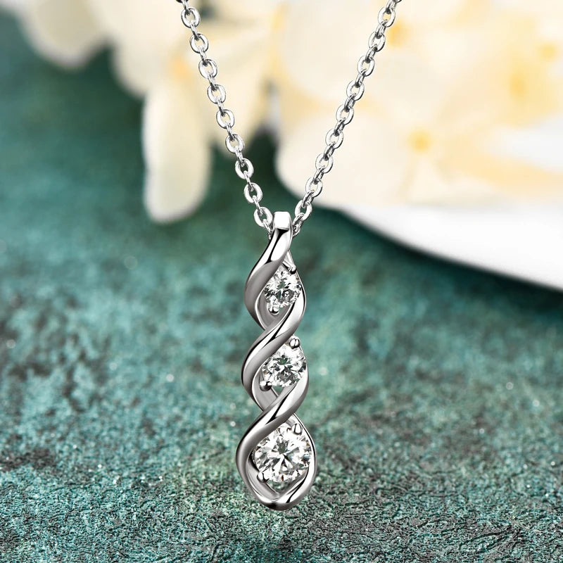 Lynn's Round Cut Moissanite Infinity Pendant Necklace