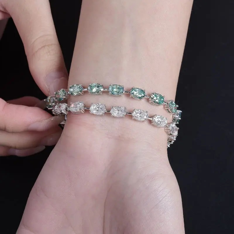 Luxury 5*7m925 silver 1ct Oval Cut Moissanite Tennis Bracelets