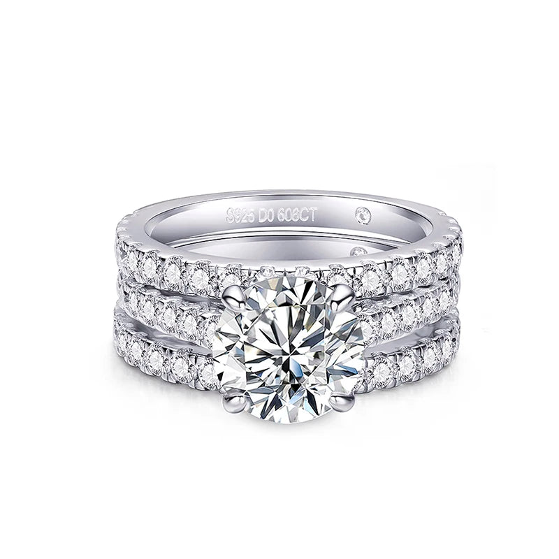 Sparkling Luxury tcw4.75ct Round cut Moissanite Row Ring