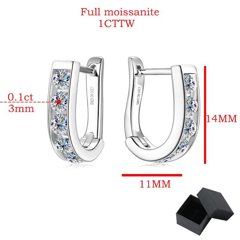 Luxury Daily Jewelry 18k Plated 1cttw Moissanite Hoop Earrings