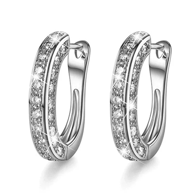 Sparkling 925 silver Huggie Moissanite Hoop Earrings