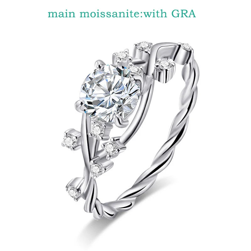 Sparkling Daily Jewelry 925 Sliver 1CT 2CT Moissanite Rings