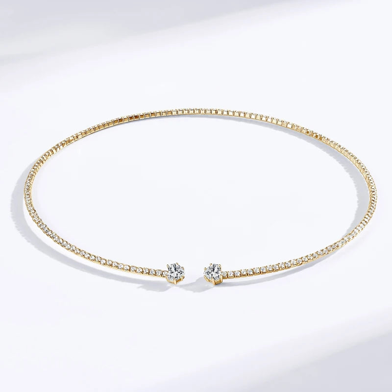 Geraldine's Heart Moissanite Choker Collar Necklaces