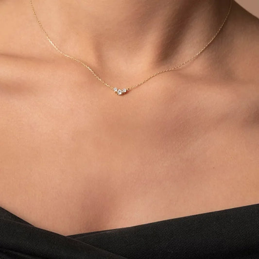 Lynn's Three Stone Moissanite Necklaces