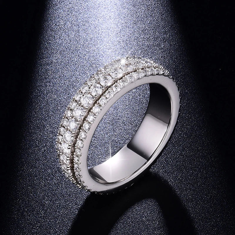 Luxury Round Moissanite Row Ring