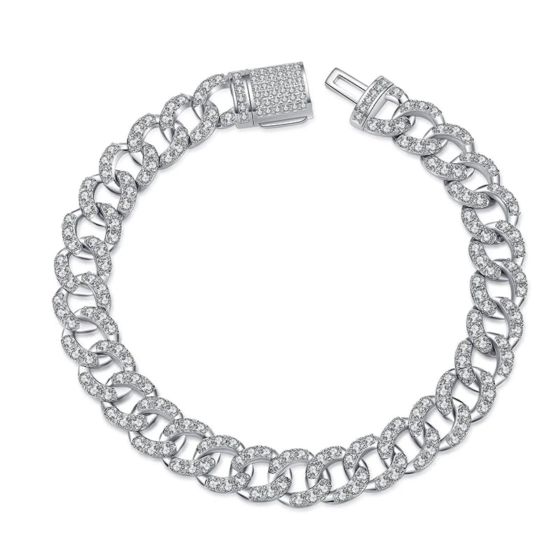 Hip Hop 925 silver 18k Plated Moissanite Cuban Bracelet