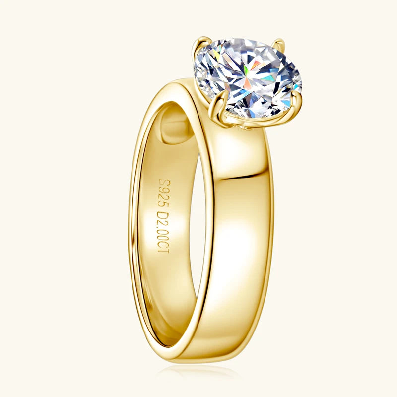 Classic Gold-Plated 925 Sliver 2ct Moissanite Ring