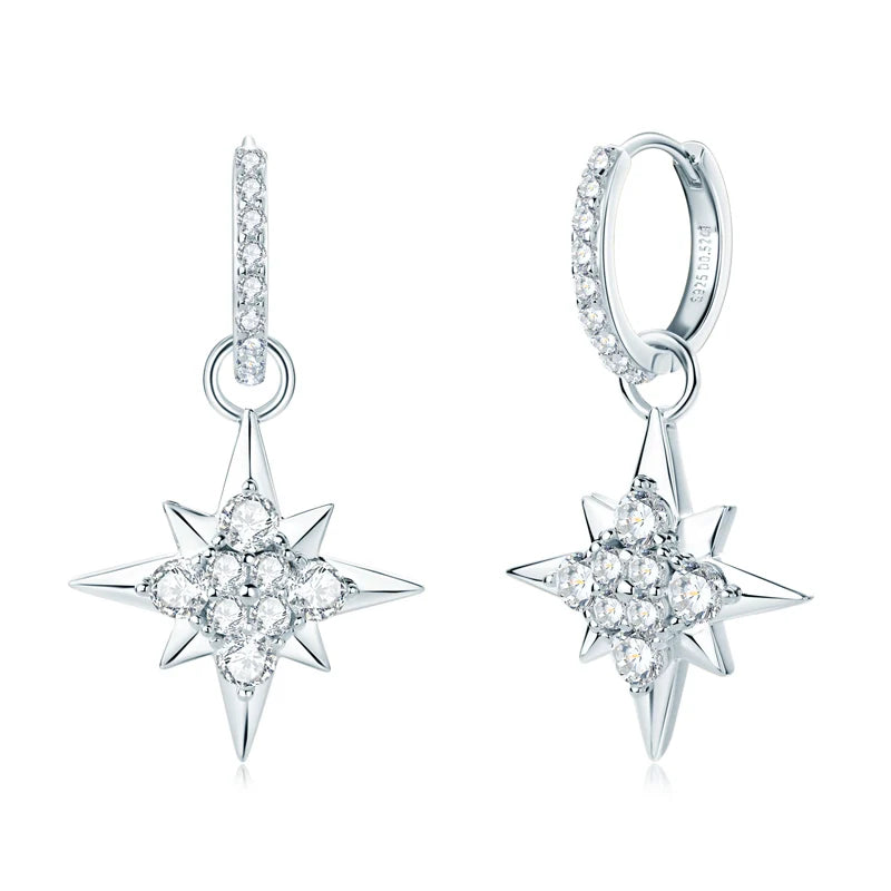 Lynn's Sterling Silver Star Shiny Moissanite Earrings