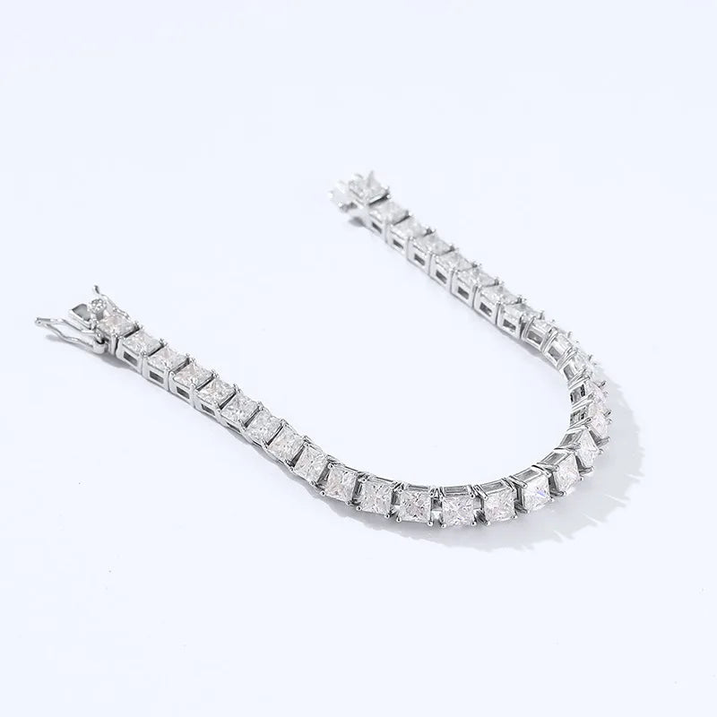 Princess Square Moissanite Zircon Tennis Bracelet