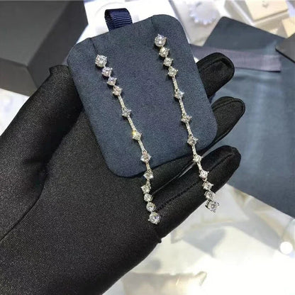 Xylia 925 流蘇 6ct 莫桑石耳環