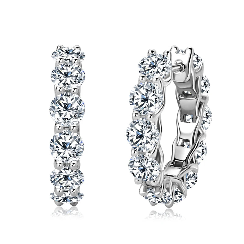 Luxury Round Cut Moissanite Hoop Earrings