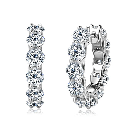 Luxury Round Cut Moissanite Hoop Earrings
