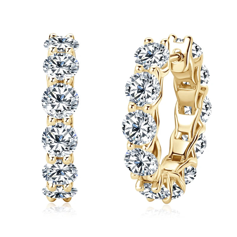 Luxury Round Cut Moissanite Hoop Earrings