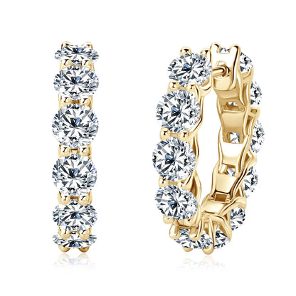Luxury Round Cut Moissanite Hoop Earrings