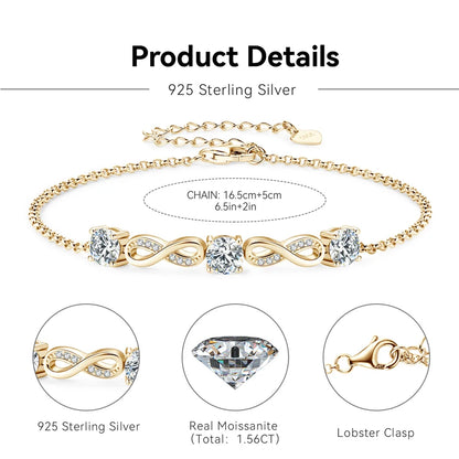 Infinity Moissanite Adjustable Chain Bracelets
