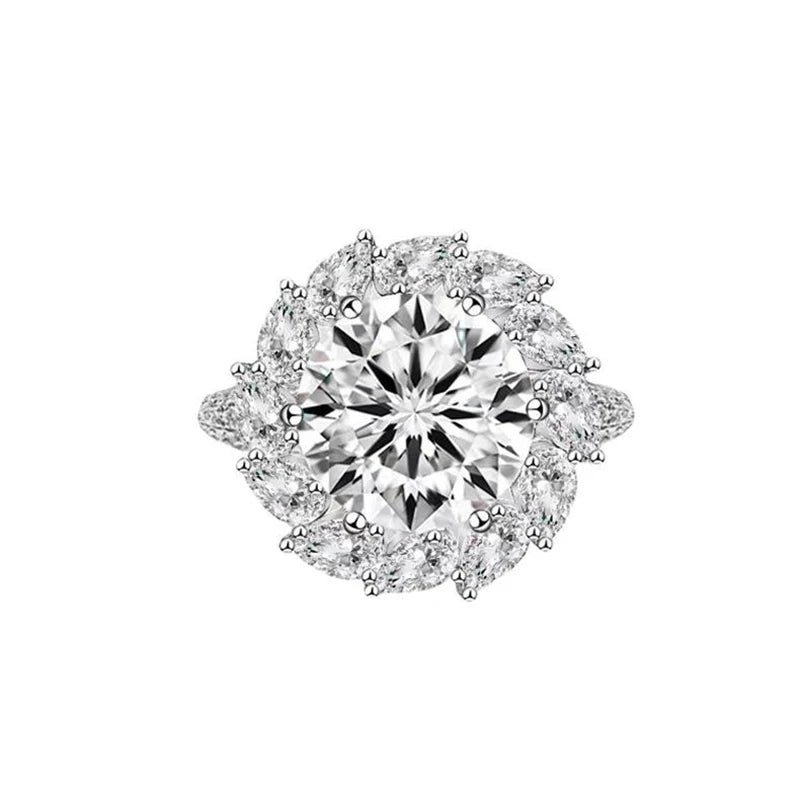 Luxury Jewelry Flowers 925 Silver 3ct Moissanite Ring