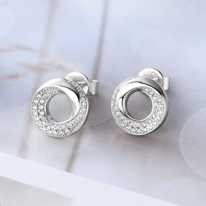 Lynn's Circle Pave Setting Moissanite Studs Earring