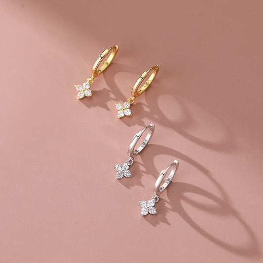 Geraldine Four Leaf Moissanite Studs Drop Earring