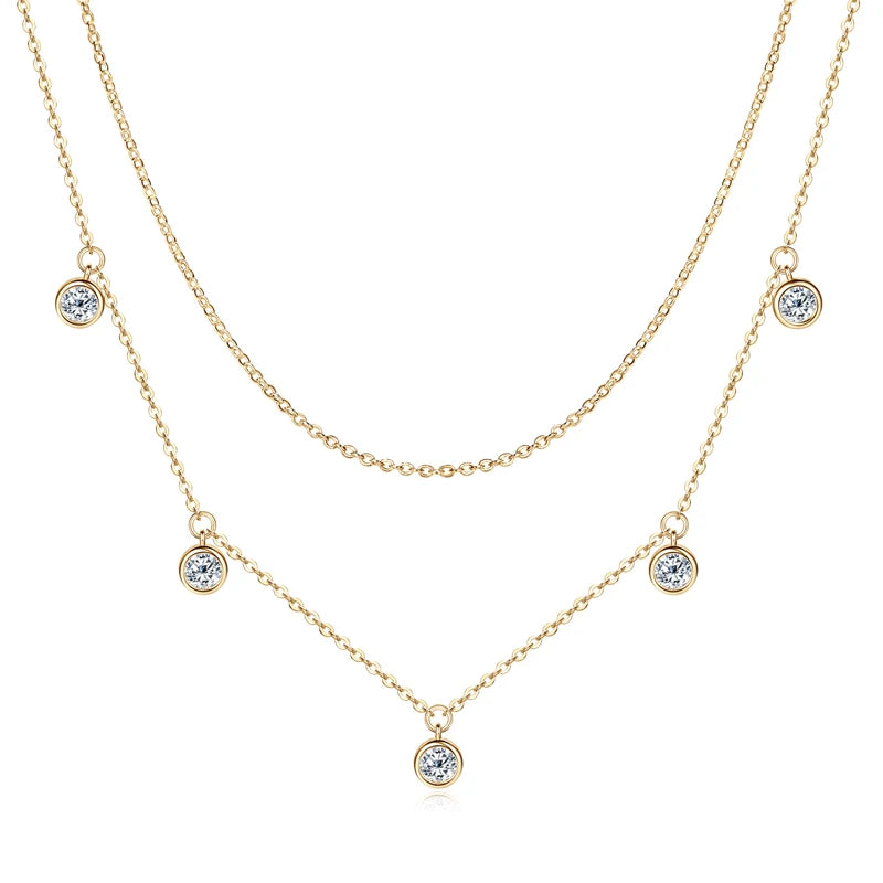 Lynn's Moissanite Double Chain Necklaces