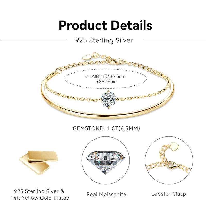 Geraldine's Moissanite Double Chain Bracelets