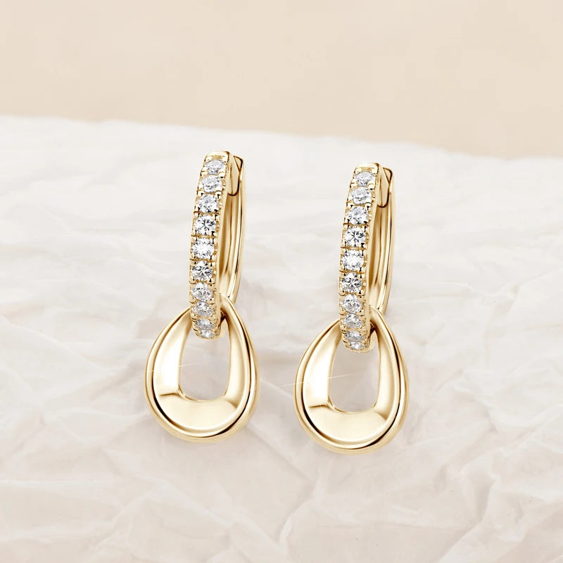 Round cut 925 gold Moissanite Hoops Earrings