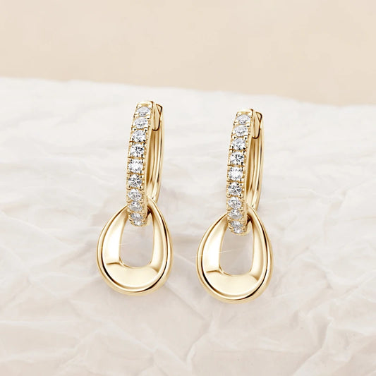 Round cut 925 gold Moissanite Hoops Earrings