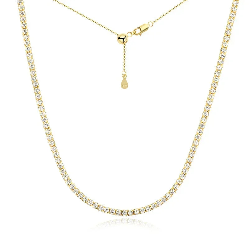 Classic Cuban Zirconia Moissanite Tennis Necklace