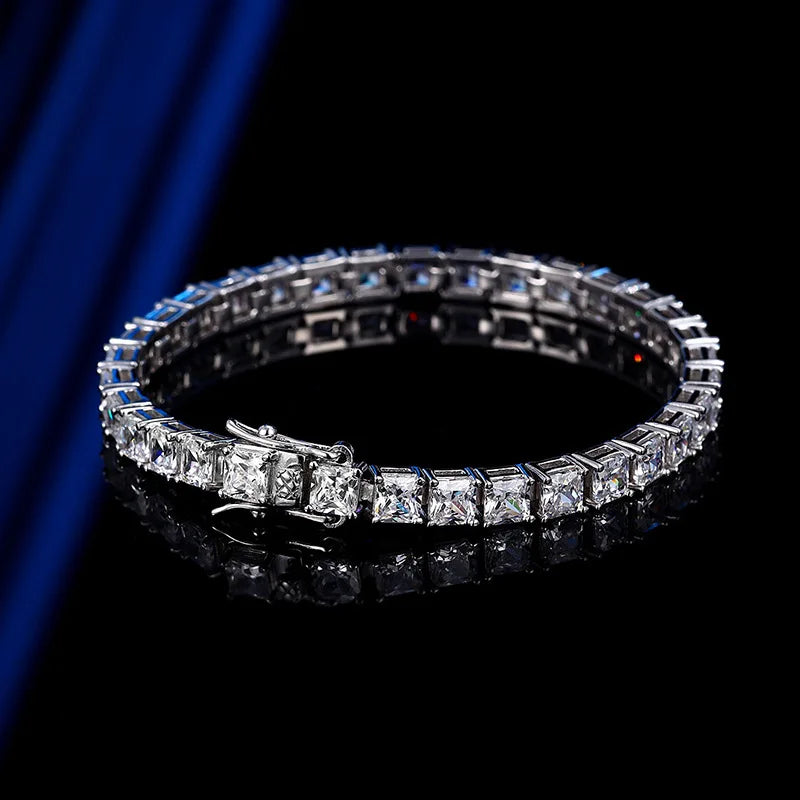 Princess Square Moissanite Zircon Tennis Bracelet