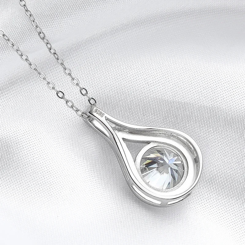 Sparkling Luxury 925 silver 1-5ct Moissanite Drop Necklace