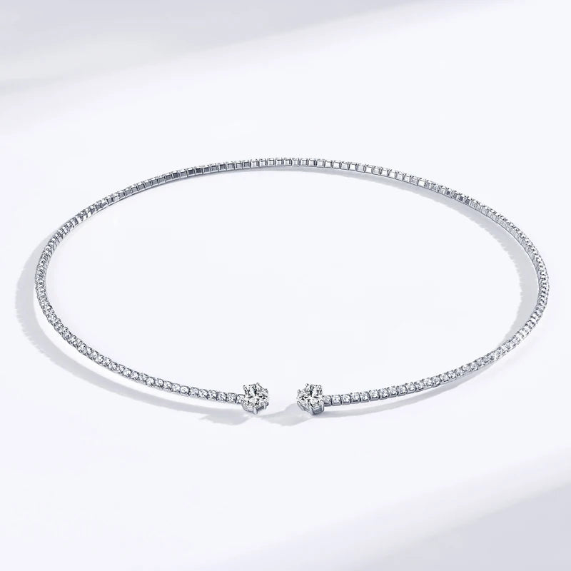 Geraldine's Heart Moissanite Choker Collar Necklaces