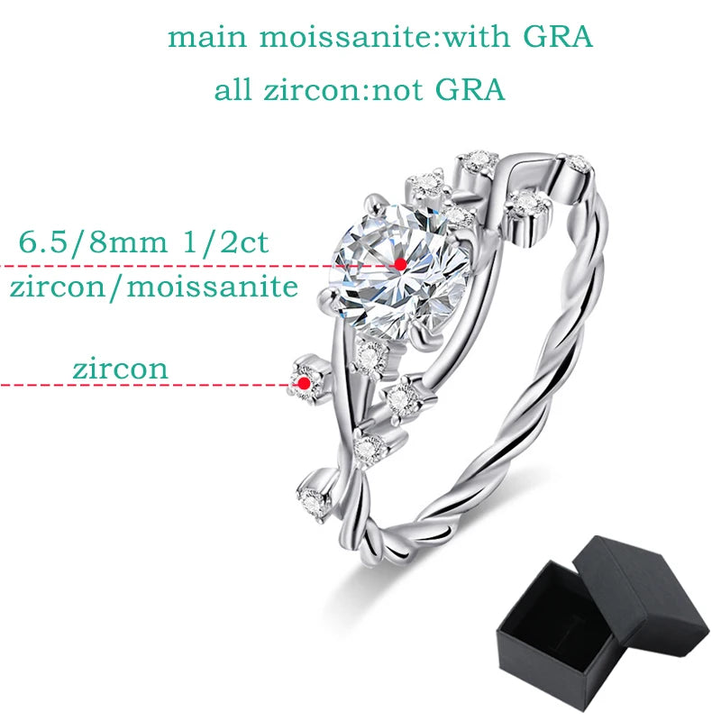 Sparkling Daily Jewelry 925 Sliver 1CT 2CT Moissanite Rings