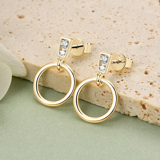 Lynn's Moissanite Pendientes Circle Pendant Earrings