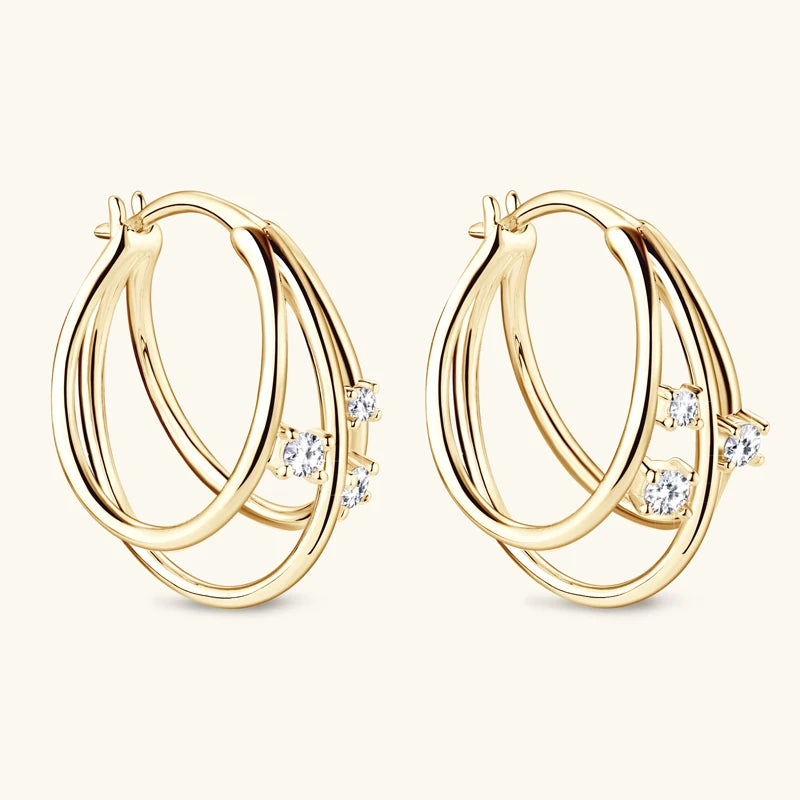 Exquisite Multilayer Earrings Moissanite Hoop Earring