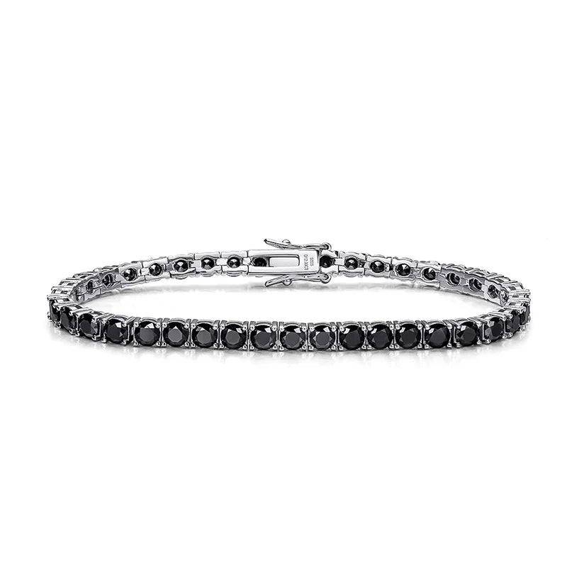 Hip Hop 3/4/5MM Black 925 silver  Moissanite Tennis Bracelet