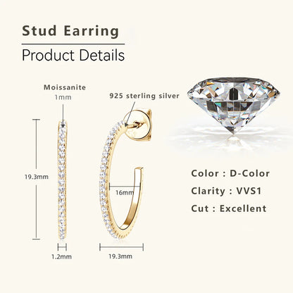 Lynn's C-shaped Moissanite Earrings
