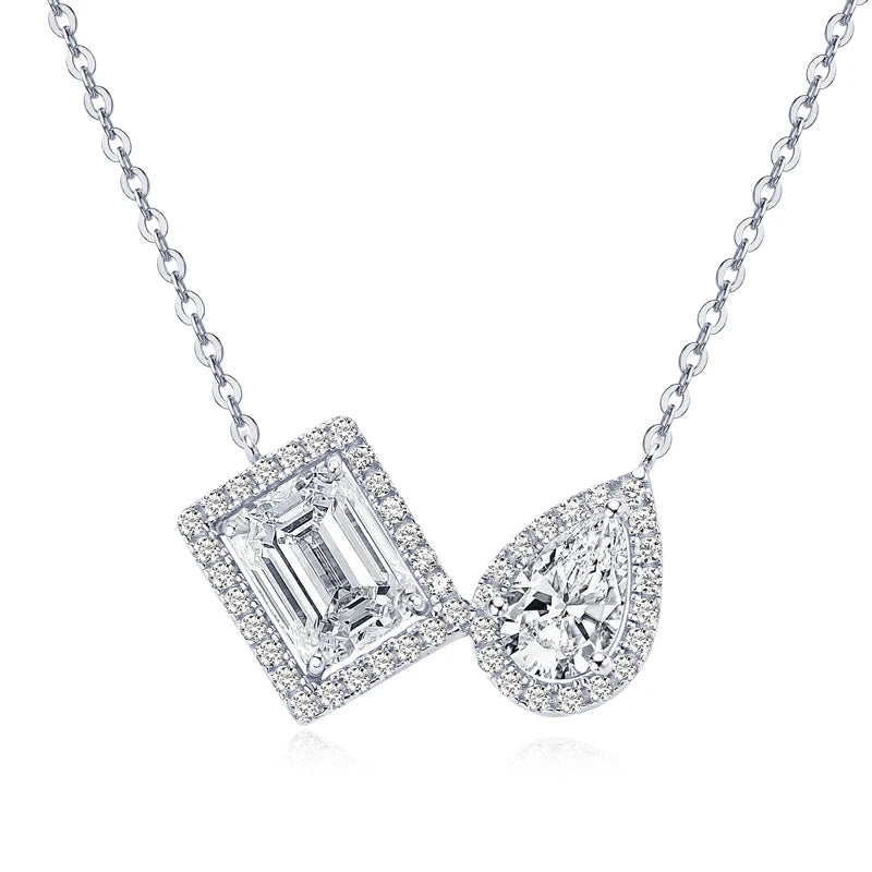 Lynn's Pear Emerald Cut Moissanite Necklaces