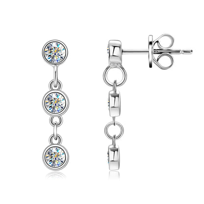 Long Chain Tassel Moissanite Drop Earrings