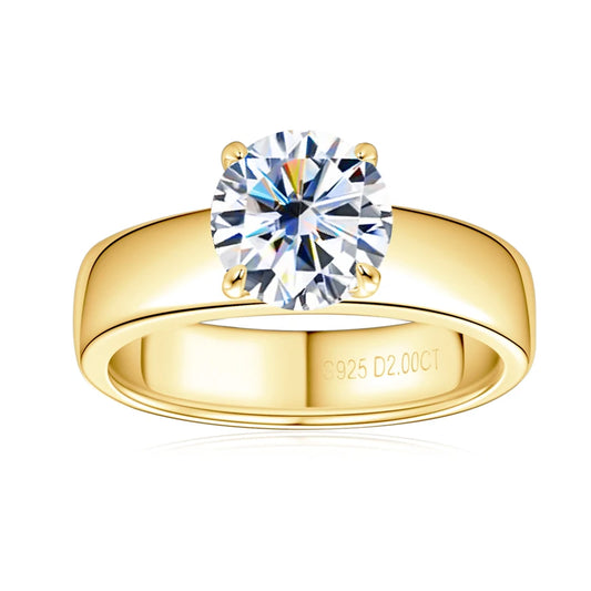 Classic Gold-Plated 925 Sliver 2ct Moissanite Ring